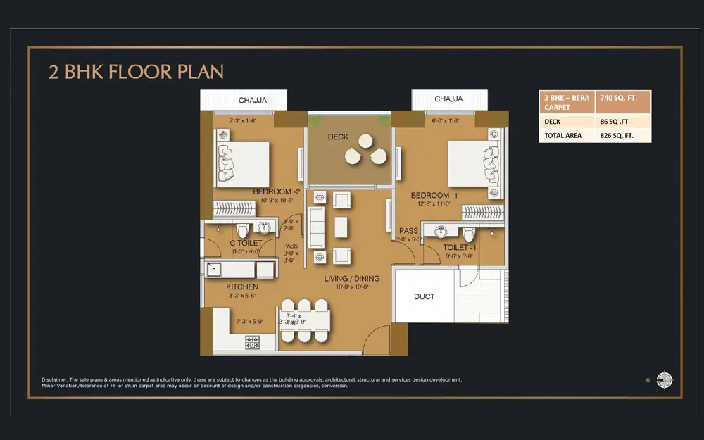 Ruparel Jewel Floor Plan 2 BHK